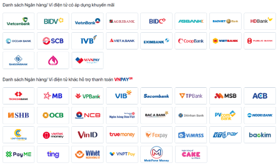 Danh sách các ứng dụng Mobile Banking và Ví điện tử liên kết