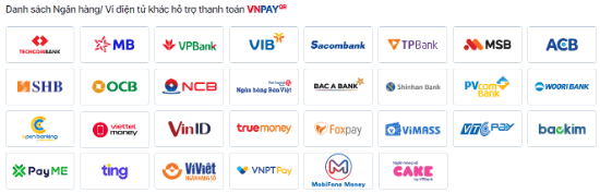 Danh sách các thẻ ATM/nội địa/tài khoản ngân hàng